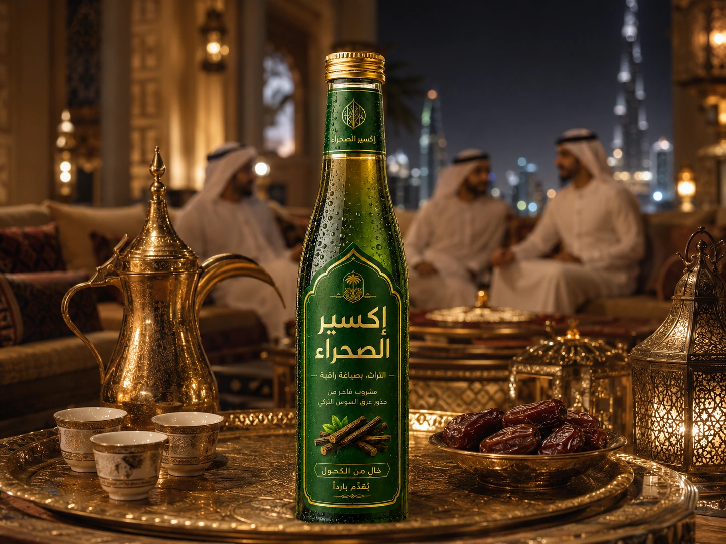 Majlis servis masası üzerinde Desert Elixir ürün konumu