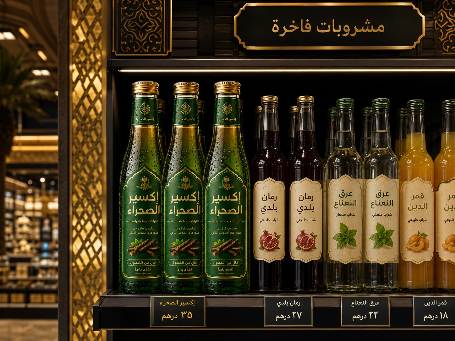 BAE premium rafında Desert Elixir ve 35 AED fiyat etiketi