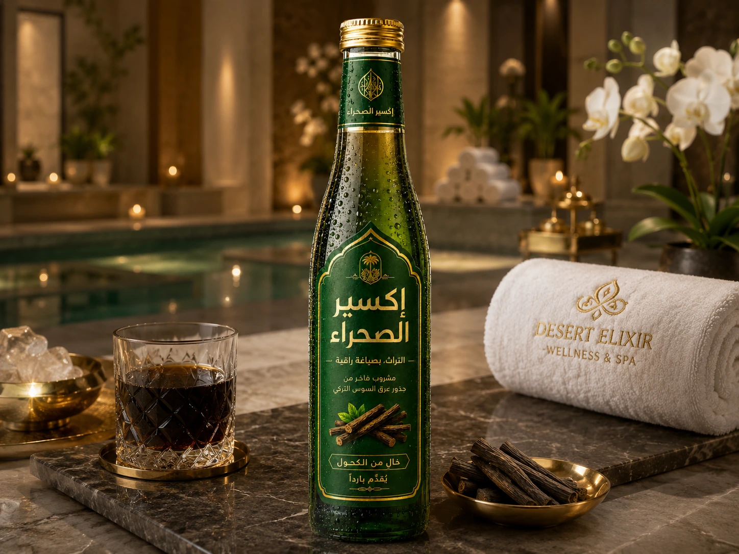 Spa refreshment bar üzerinde Desert Elixir ürün konumu